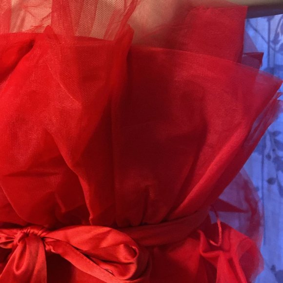 Thirty/Thirty LA NWT Strapless Red Tulle Tiered Mini Dress, Medium - Picture 2 of 4